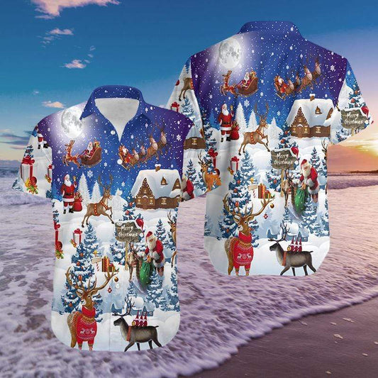 Reindeer With Santa Claus Merry Christmas Hawaiian Shirts #101220dh