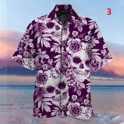 Amazing Skull Floral Hawaiian Aloha Shirts Beach Trip