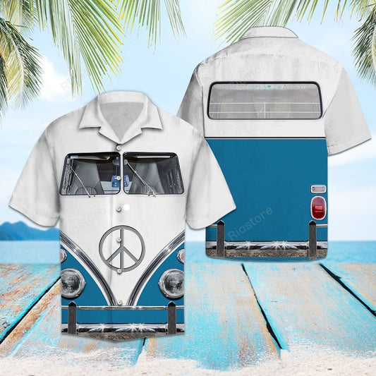 Blue Hippie Bus  White Unique Design Unisex Hawaiian Shirt For Men And Women Dhc17063890