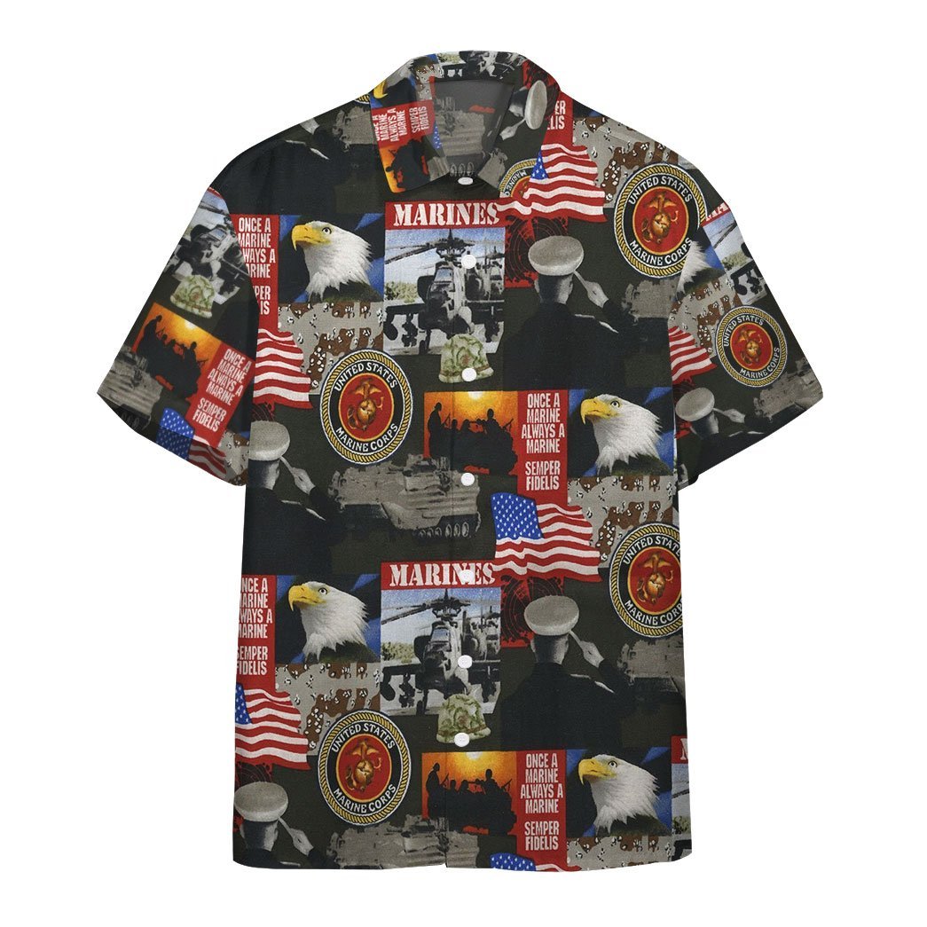  3D United States Of America Marines Military Custom Hawaii Shirt