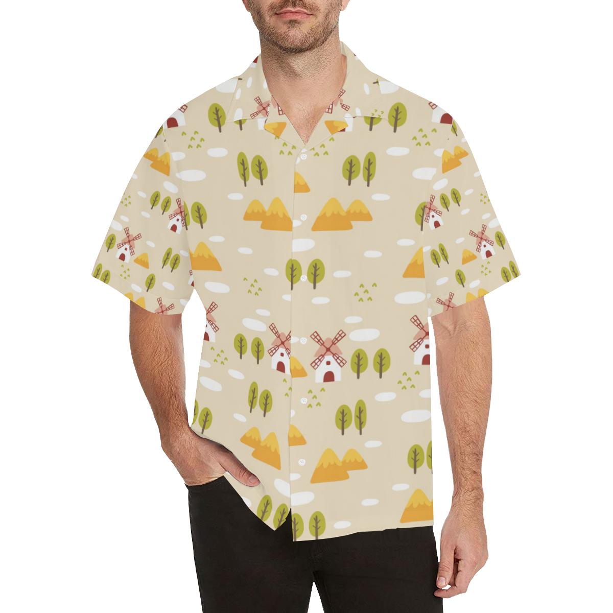 Windmill Pattern Mens All Over Print Hawaiian Shirt