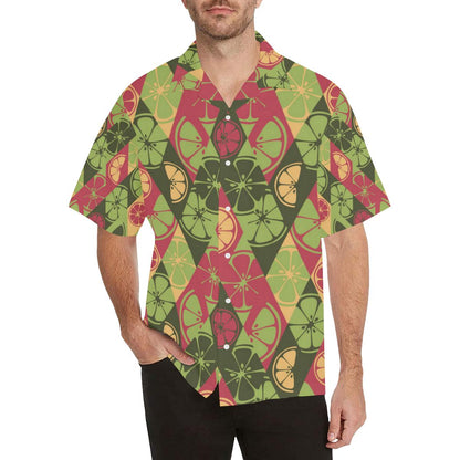 Cool Geometric Lime Pattern Mens All Over Print Hawaiian Shirt