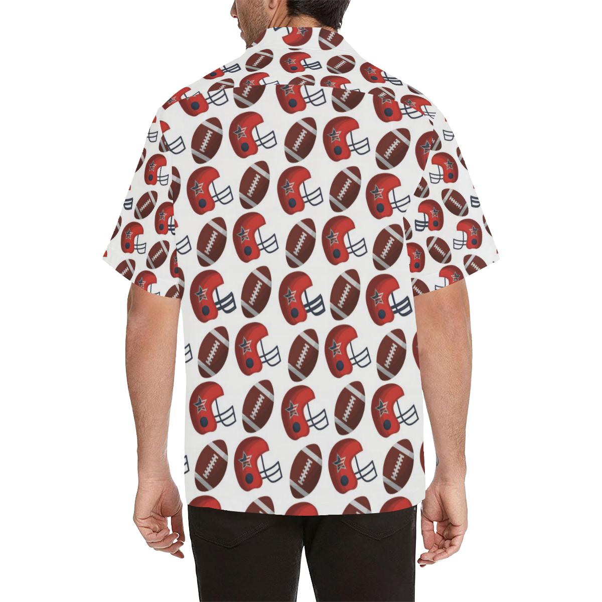 American Football Ball Red Helmet Pattern Mens All Over Print Hawaiian Shirt