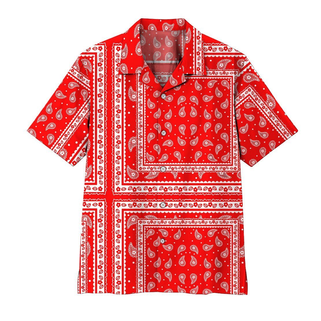  3D Red Paisley Bandana Hawaii Shirt