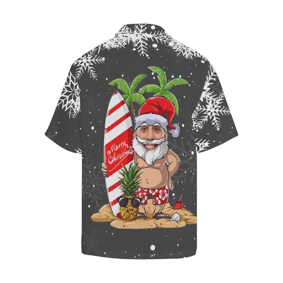 Custom Face Christmas Coconut Tree Men's Hawaiian Shirt