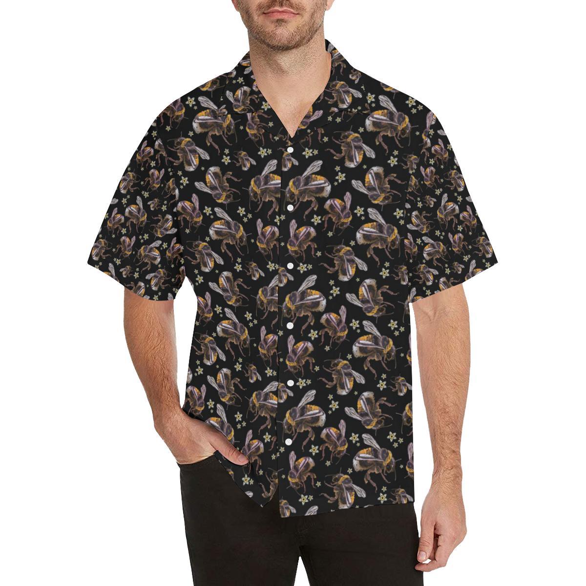 Bee Pattern Print Design Hawaiian Shirt