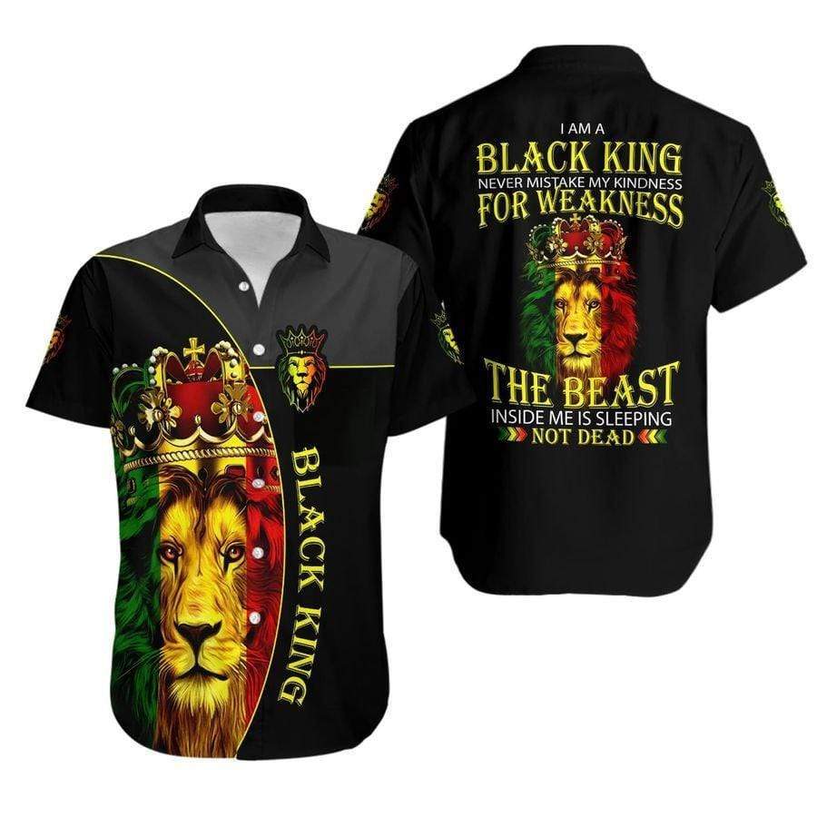 Hawaiian Aloha Shirts I Am A Black King Lion