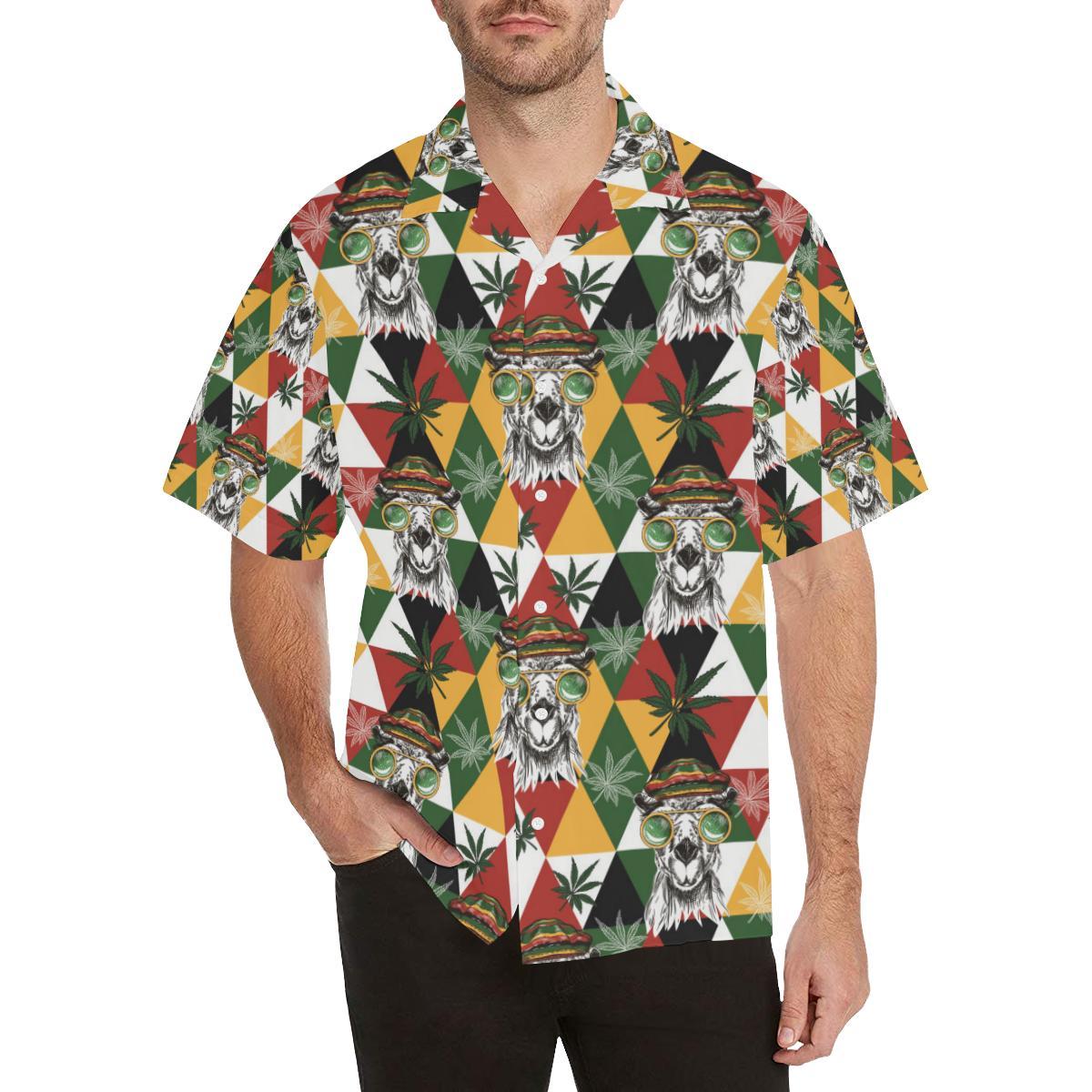 Cool Camel Leaves Pattern Mens All Over Print Hawaiian Shirt