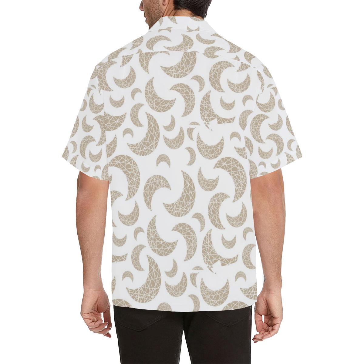 Cool Gold Moon Abstract Pattern Mens All Over Print Hawaiian Shirt