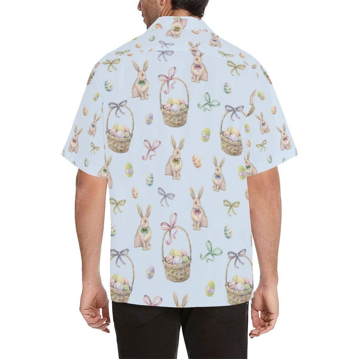 Happy Easter Vintage Bunny Baby Blue Hawaiian Aloha Shirts #H