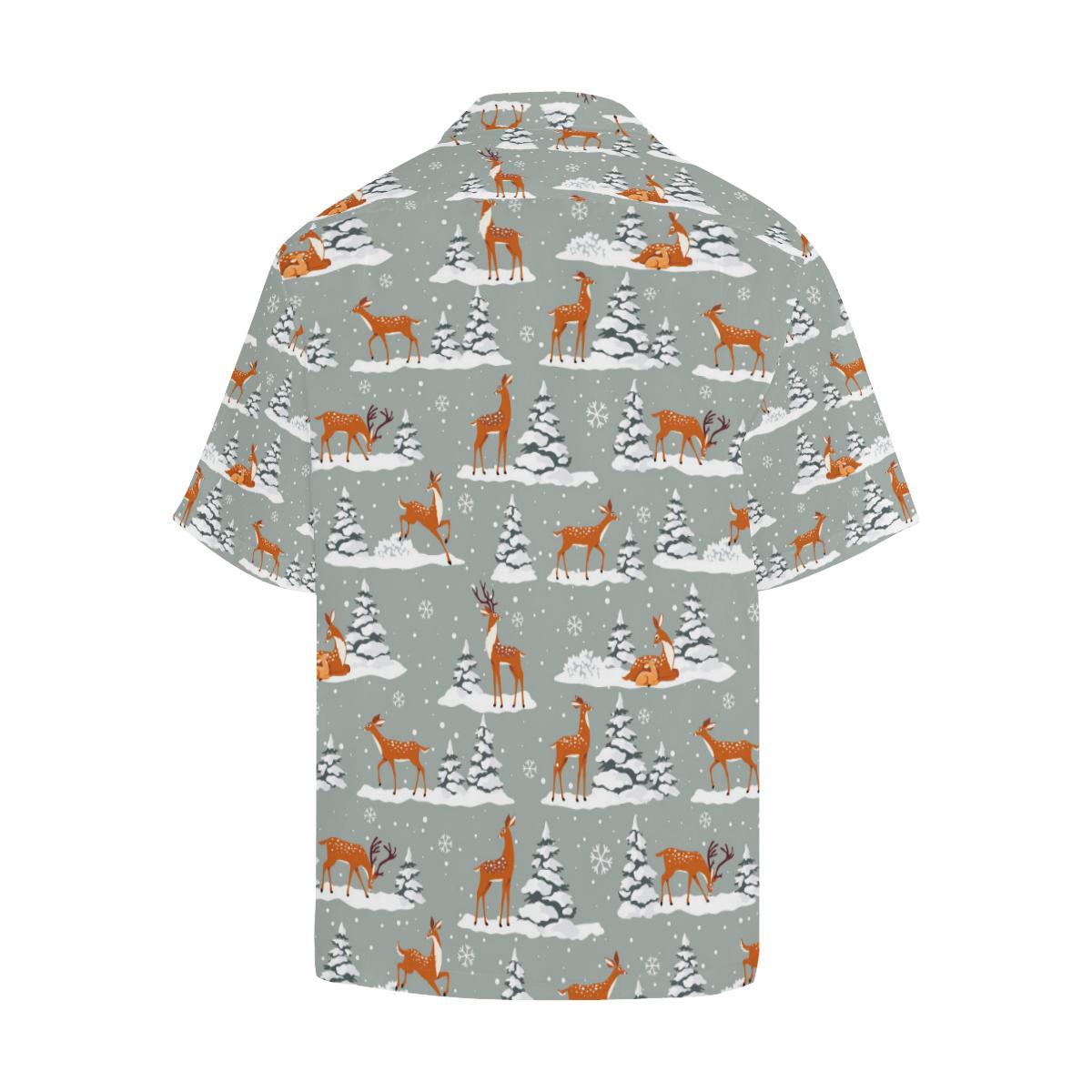 Beautiful Deers Winter Christmas Mens All Over Print Hawaiian Shirt