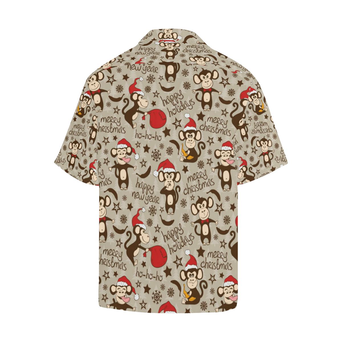 Monkey Christmas Pattern Mens All Over Print Hawaiian Shirt