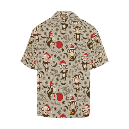 Monkey Christmas Pattern Mens All Over Print Hawaiian Shirt