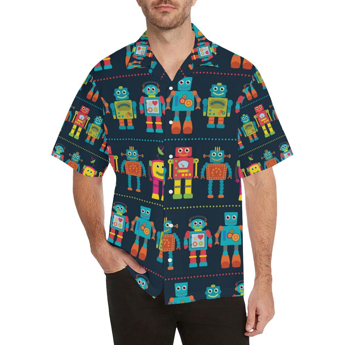 Robot Pattern Print Design A Hawaiian Shirt