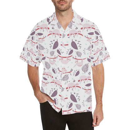 Sloth Leaves Pattern Mens All Over Print Hawaiian Shirt