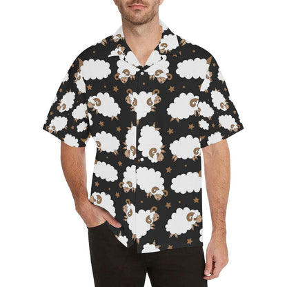 Cute Sheep Pattern Mens All Over Print Hawaiian Shirt