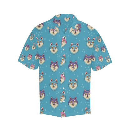 Siberian Husky Head Pattern Mens All Over Print Hawaiian Shirt