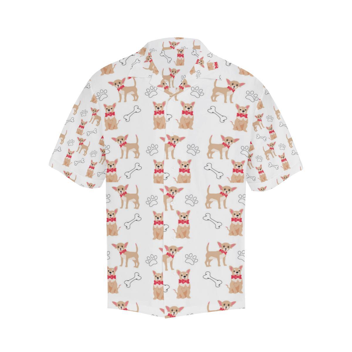 Chihuahua Bone Paw Pattern Mens All Over Print Hawaiian Shirt