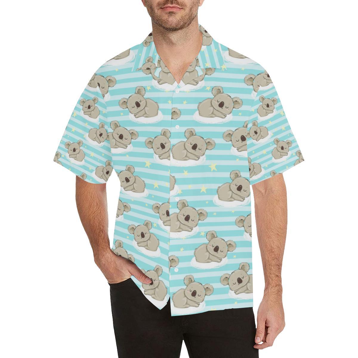 Sleep Koala Pattern Mens All Over Print Hawaiian Shirt