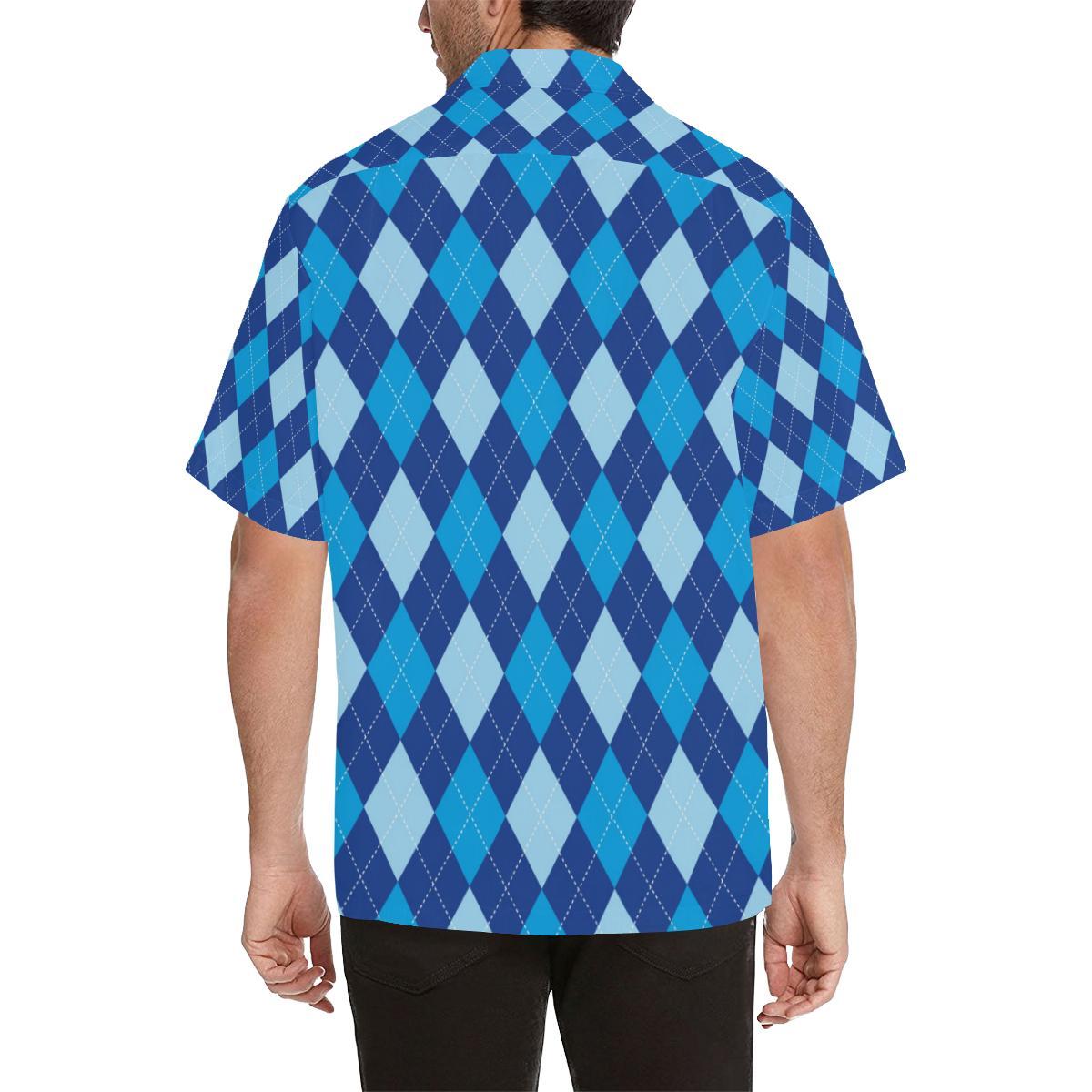 Argyle Blue Pattern Print Design Hawaiian Shirt