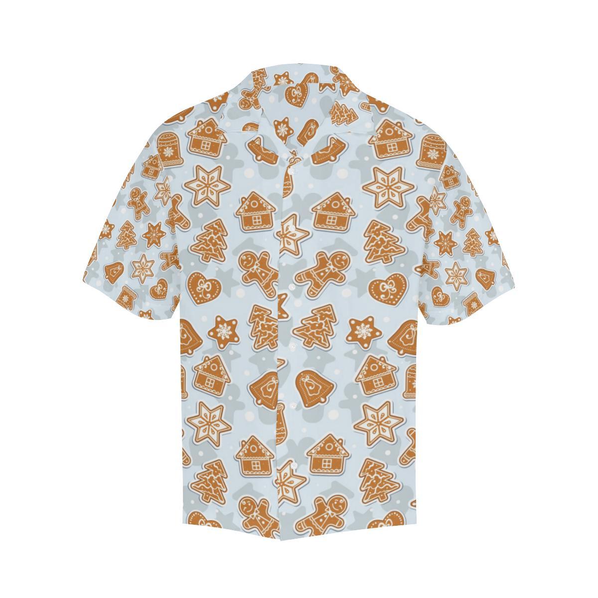 Christmas Gingerbread Cookie Pattern Background Mens All Over Print Hawaiian Shirt