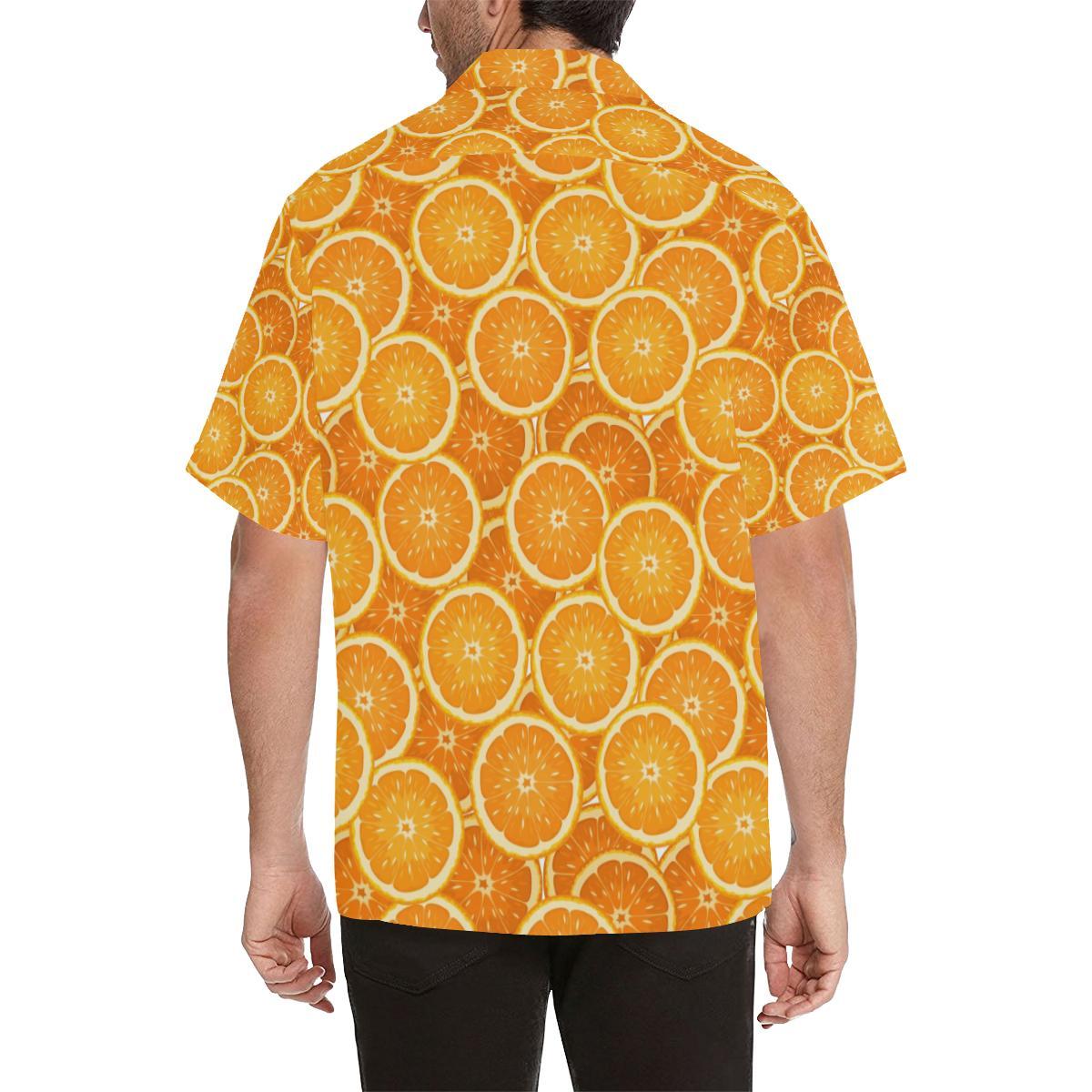 Sliced Orange Pattern Mens All Over Print Hawaiian Shirt
