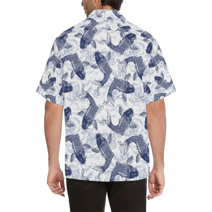 Koi Fish Carp Pattern Mens All Over Print Hawaiian Shirt