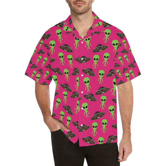 Alien Pattern Print Design 03 Mens All Over Hawaiian Shirt