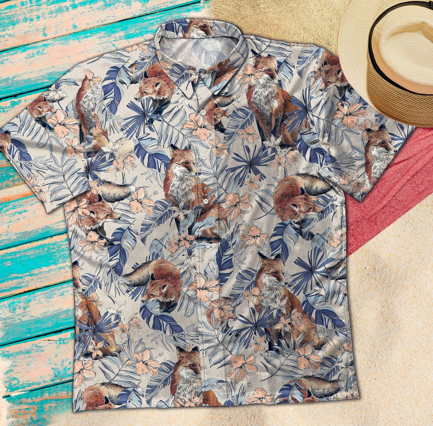 Stained Fox Vintage Hawaiian Short Sleeve Button Up Shirt