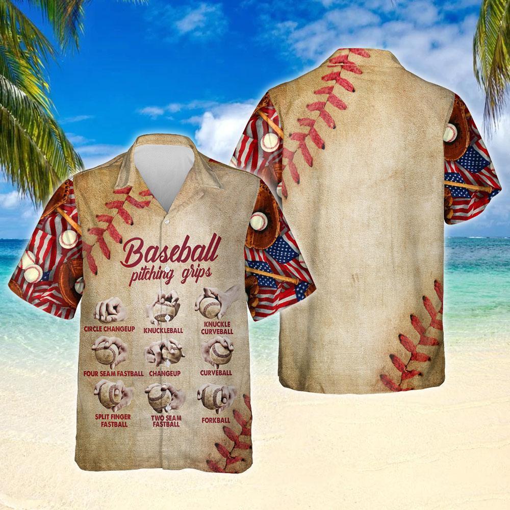 Baseball Pitching Grips Shirt Hawaiian