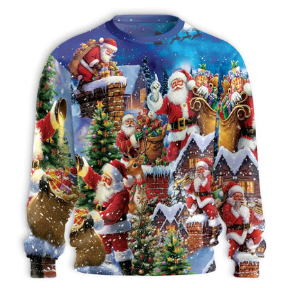 Santa Claus Collage Pattern Sweatshirt – Christmas 3D All Over Print Design