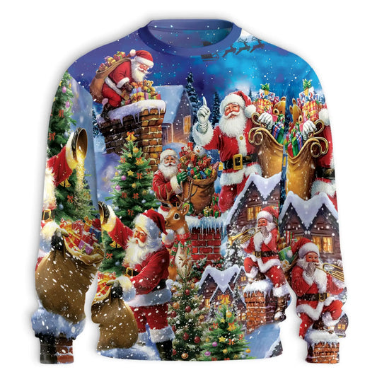 Santa Claus Collage Pattern Sweatshirt – Christmas 3D All Over Print Design