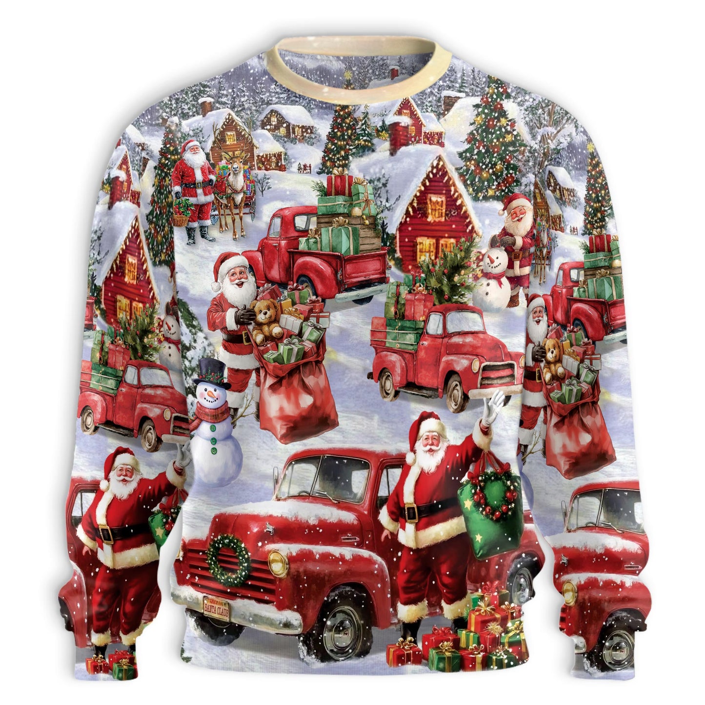 Santa Red Truck Christmas – Unisex Sweatshirt – Christmas 3D All Over Print Design