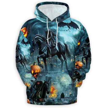 Headless Horseman All Over Print Hoodie, Halloween Graphic Design