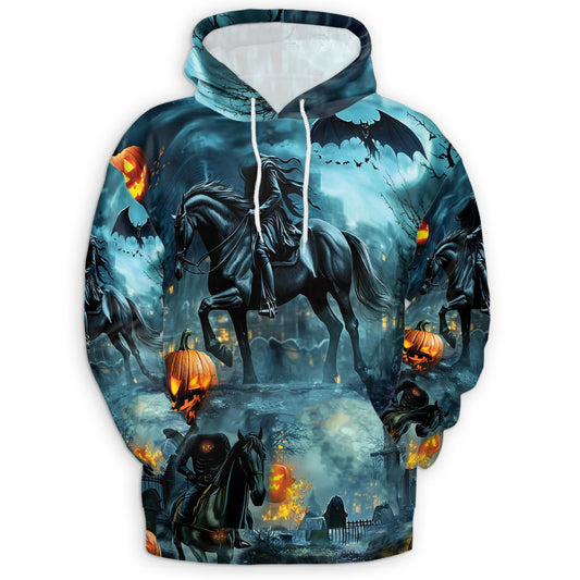 Headless Horseman All Over Print Hoodie, Halloween Graphic Design