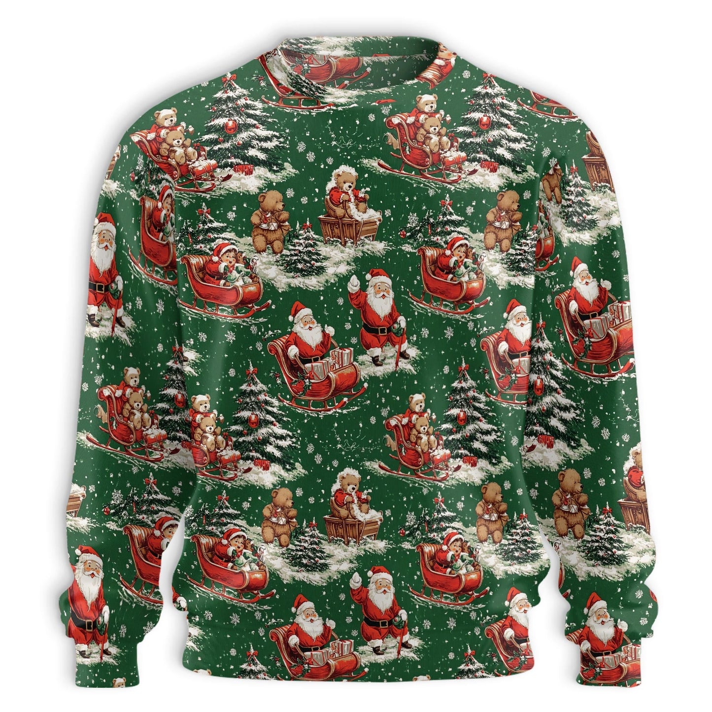 Santa Bear Sleigh Christmas Unisex Sweatshirt – Christmas 3D All Over Print Design