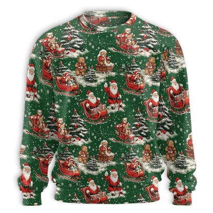 Santa Bear Sleigh Christmas Unisex Sweatshirt – Christmas 3D All Over Print Design