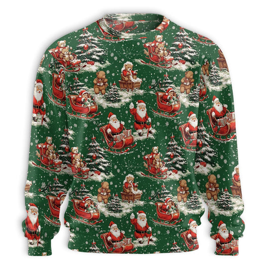 Santa Bear Sleigh Christmas Unisex Sweatshirt – Christmas 3D All Over Print Design
