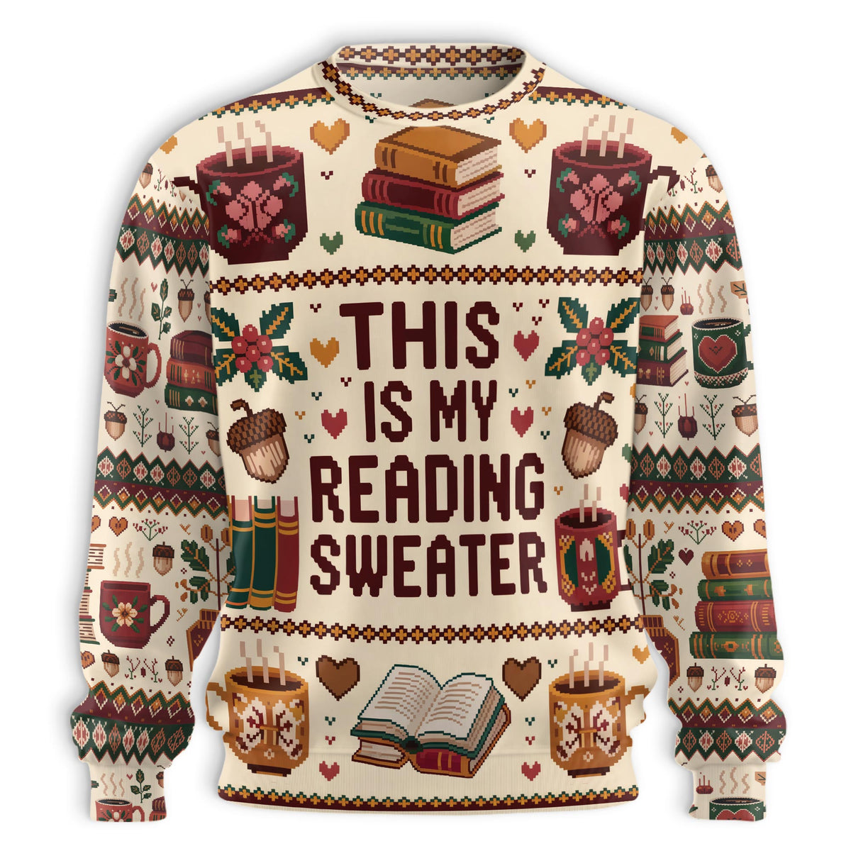 Ugly Christmas Book Coffee Unisex Sweatshirt – Christmas 3D All Over Print Design