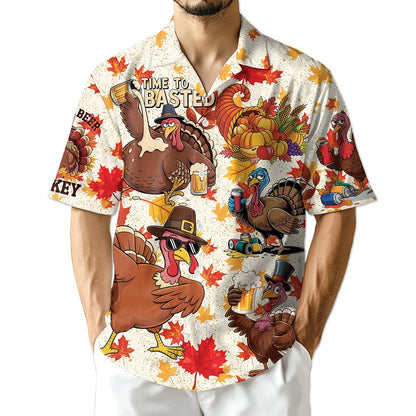 Happy Turkey Day Thanksgiving Hawaiian Shirt for Men, Button Down Aloha Shirt - Azhawaiian