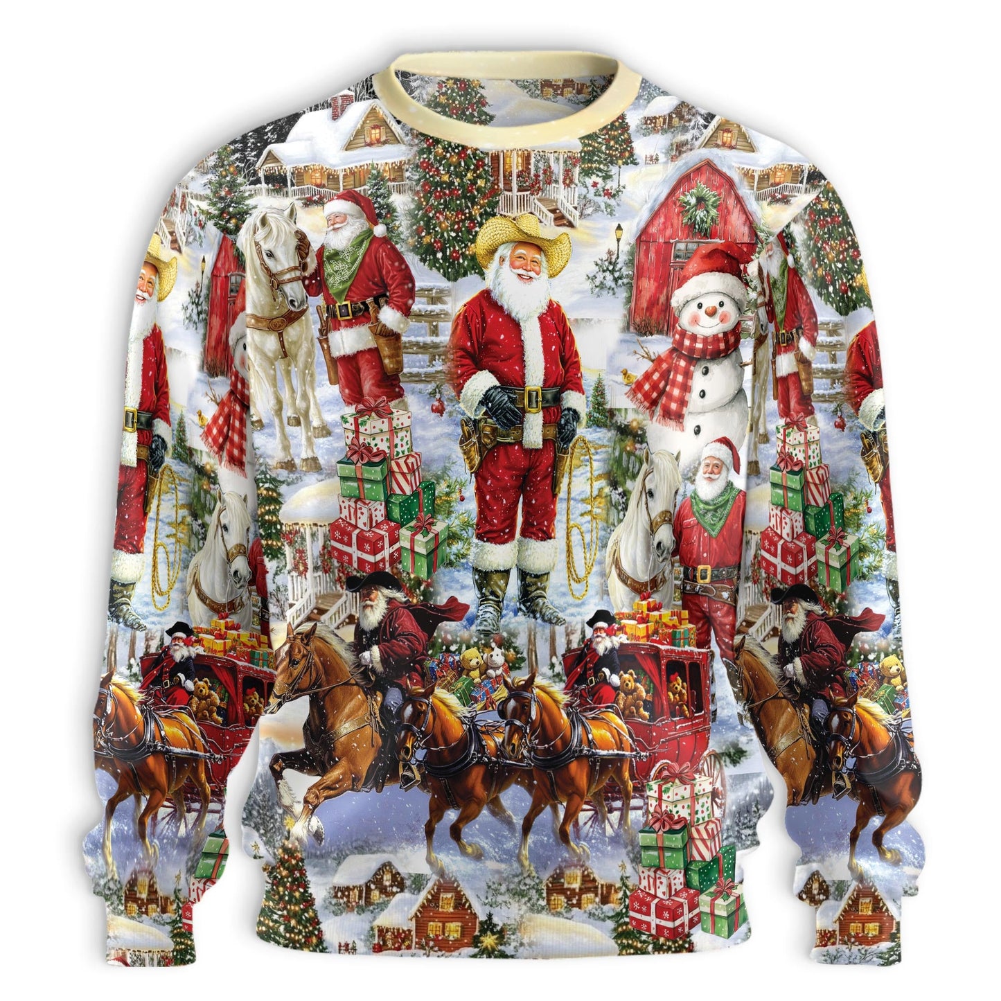 Retro Cowboy Santa Christmas Unisex Sweatshirt – Christmas 3D All Over Print Design