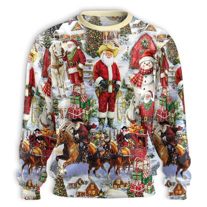 Retro Cowboy Santa Christmas Unisex Sweatshirt – Christmas 3D All Over Print Design