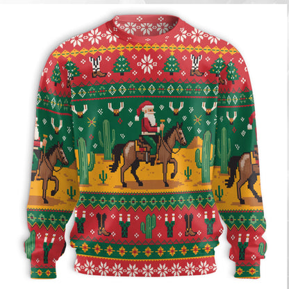 Western Cowboy Santa Christmas Sweatshirt – Christmas 3D All Over Print Design