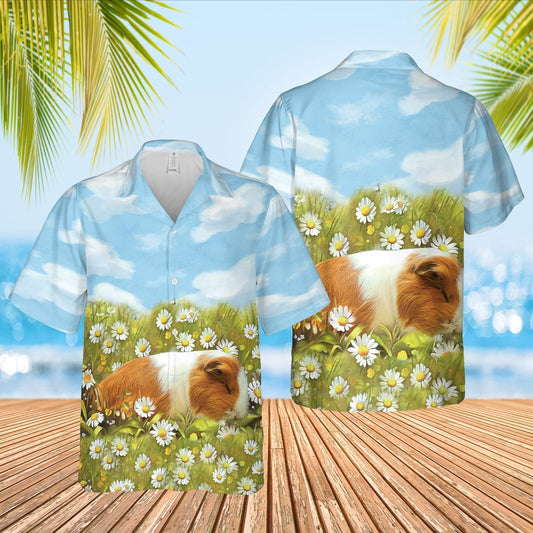 Guinea Pig Sleeping On Daisy Garden Hawaiian Shirt