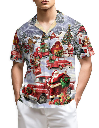 Christmas Red Truck Hawaiian Shirt for Men, Button Down Aloha Shirt - Azhawaiian