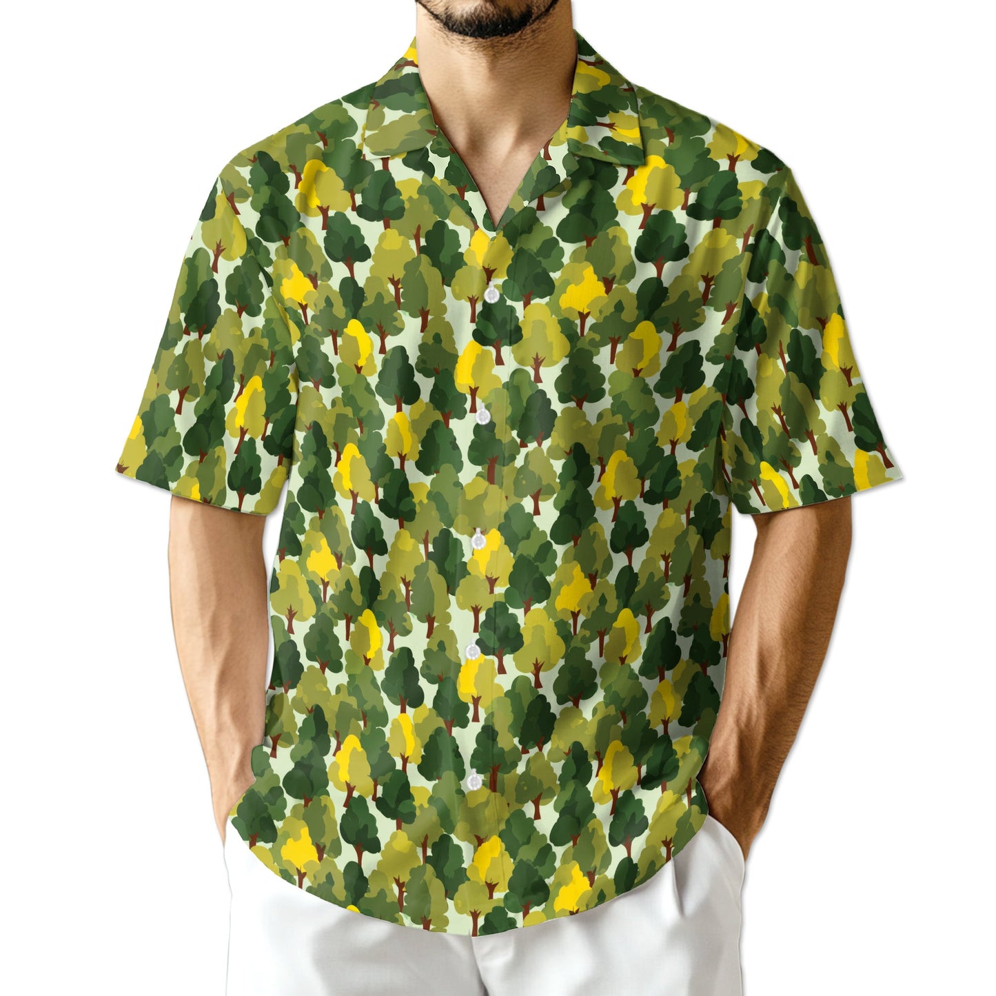 Pattern Tree Hawaiian Shirt for Men, Button Down Aloha Shirt - Azhawaiian