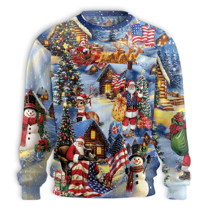 Patriotic Santa Christmas Sweatshirt – Christmas 3D All Over Print Design