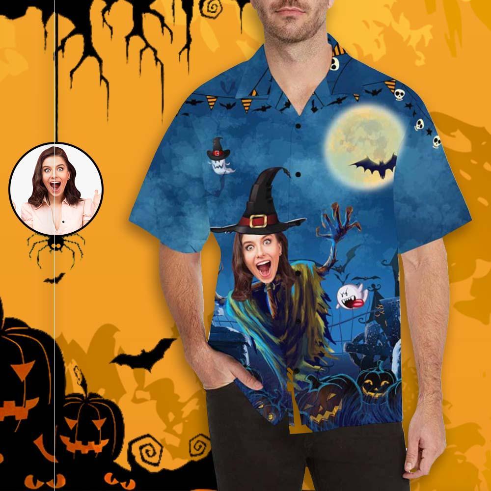 Custom Face Halloween Gift Men's All Over Print Hawaiian Shirt