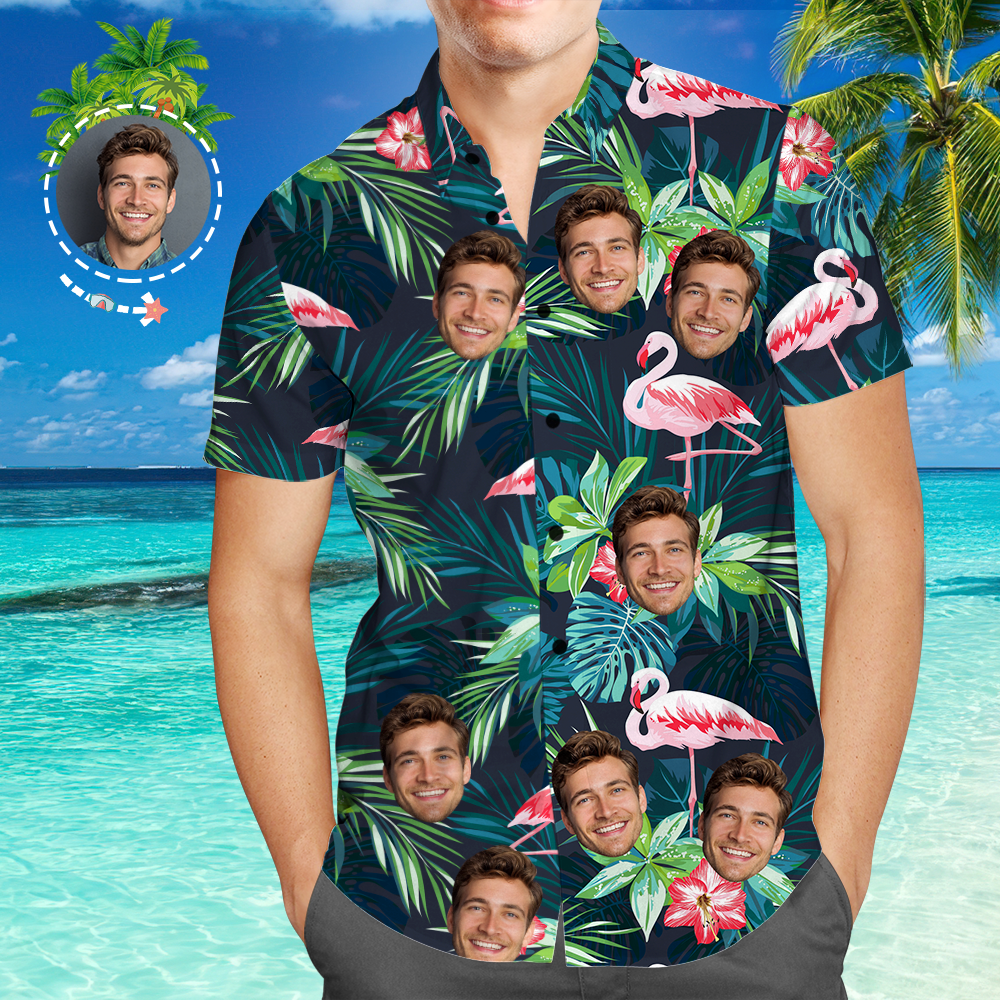 Custom Face Shirt Personalized Hawaiian Shirts With Faces Flamingo