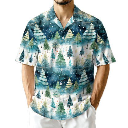 Christmas Tree Hawaiian Shirt for Men, Button Down Aloha Shirt - Azhawaiian
